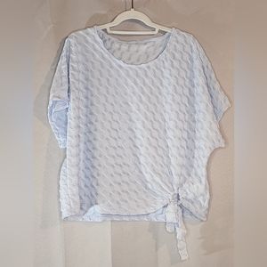 Telinvey Blue Dolman Tie Front Top NWOT